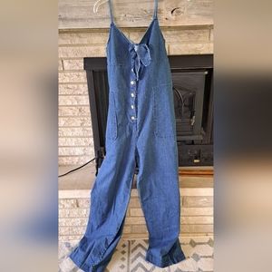 Toxik 3 Women's Size XL Blue Bib Overall's with Keyhole Front Smocked Pockets